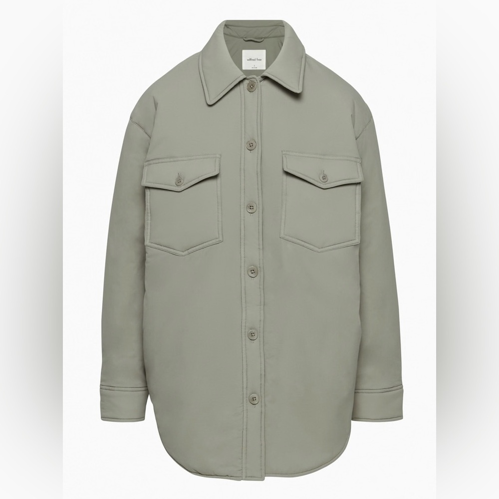 ARITZIA WILFRED FREE THE GANNA SHIRT JACKET PALE BASIL GREEN SIZE M.